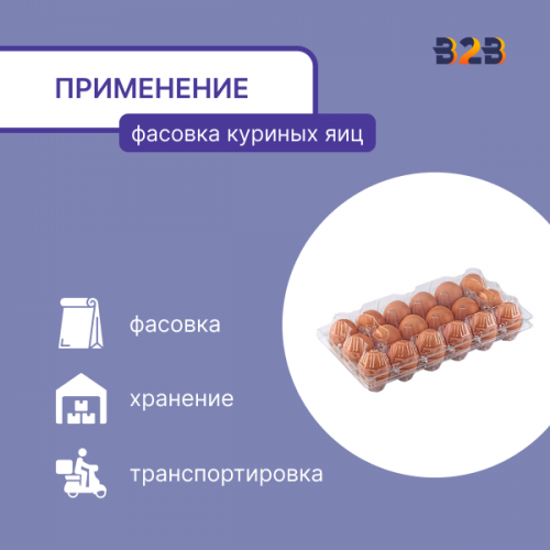 Упаковка для куриных яиц, 18 ячеек (пластик)