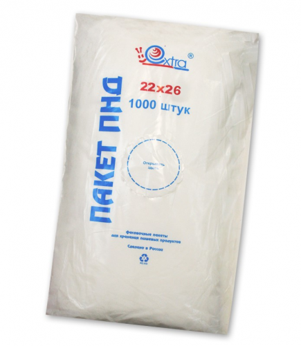 Фасовочные пакеты 22x26см, 8мкм, евробокс, EXTRA (1000 шт.)