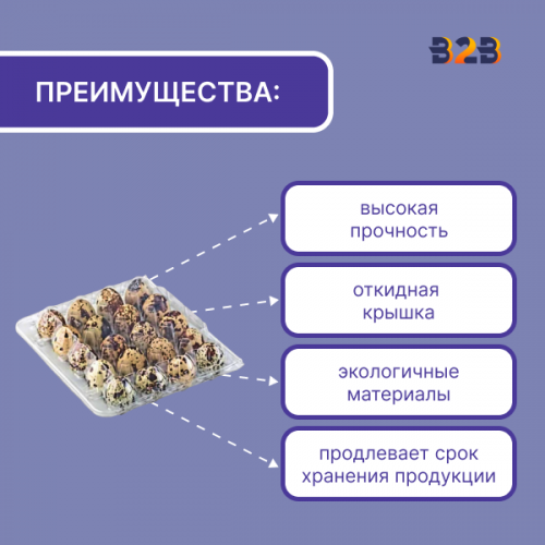 Упаковка для перепелиных яиц, прямоугольная, 20 ячеек (пластик)