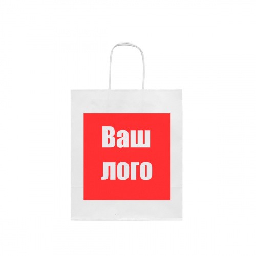 Крафт пакет с кручеными ручками и прямоугольным дном 240*140*280 мм 80 г/м2 белый