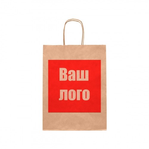Крафт пакет с кручеными ручками и прямоугольным дном 320*200*370 мм 70 г/м2 бурый