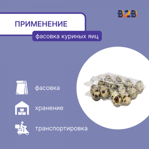 Упаковка для перепелиных яиц, прямоугольная, 20 ячеек (пластик)