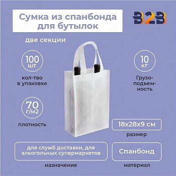 Сумка из спанбонда для бутылок 18х28х9 (две секции)
