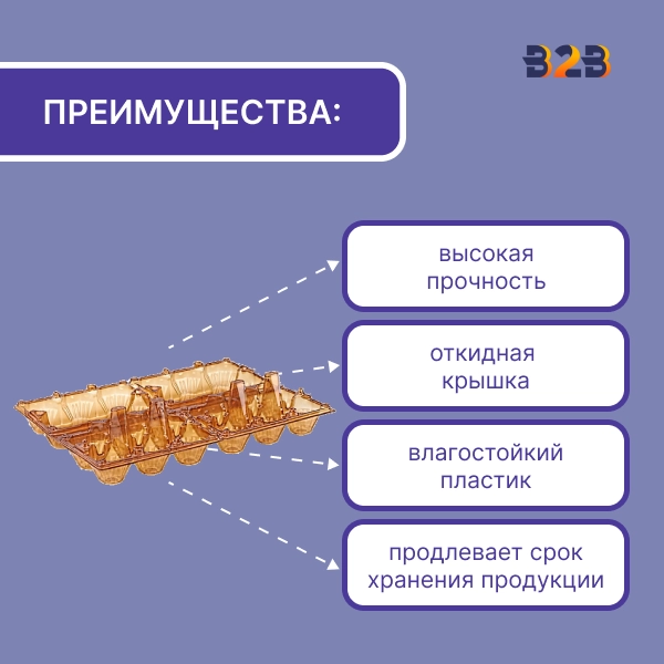 Упаковка для куриных яиц, 12 ячеек (пластик)